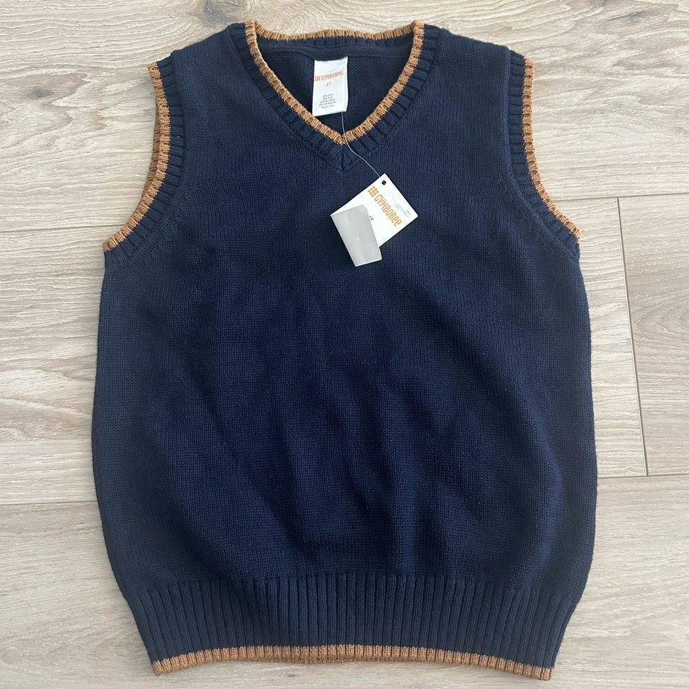 NWT Gymboree Toddler‎ Boys 4T Sweater Vest Navy Tan Holiday Preppy Christmas